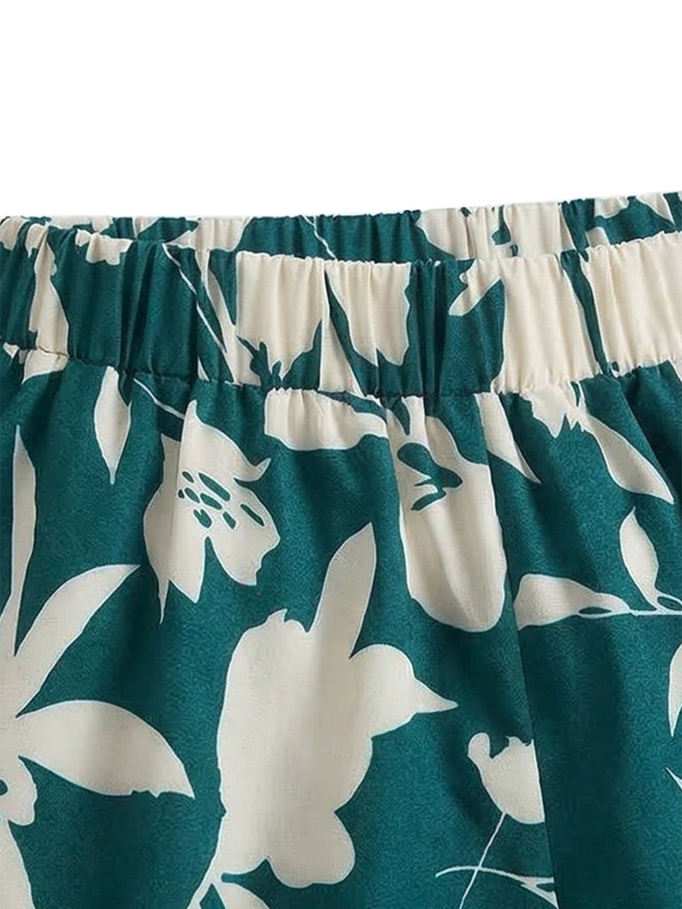 2 Pièces Tropical Floral Imprimé Bustier & Short Ensemble Années 1930 6