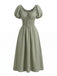 Vert Col Carré Manches Bouffantes Bohème Robe Années 1970 5