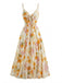 Robe Bohème à Bretelles Col V Florale Jaune Années 1930