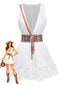 Robe courte bohème blanche sans manches col V années 1970