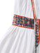 Blanc Col V Sans Manches Bohème Mini Robe Années 1970 5
