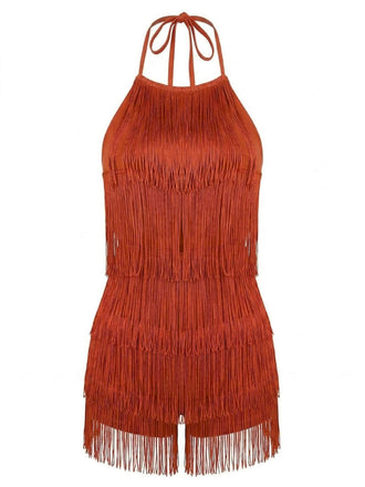 Combishort Halter à Franges Dos Nu Années 1960 2