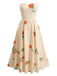 Robe Évasée Bustier à Fleurs Taille Haute Années '40 4