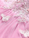 Robe courte rose à paillettes et papillons années 60