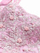 Robe courte rose à paillettes et papillons années 60