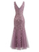 Robe Slim Sans Manches Col V à Broderie et Tulle Années '30 3
