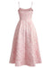 Robe midi bleu fines bretelles floral années 1950