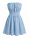 Mini-robe bustier unie bleue années 1940