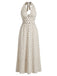 Robe Beige Longue Col Licou à Pois Années 1930