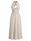 Robe Beige Longue Col Licou à Pois Années 1930