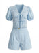 Ensemble 2 Pièces Top à Manches Bouffantes en Coton Dentelle et Short Années 1950 2