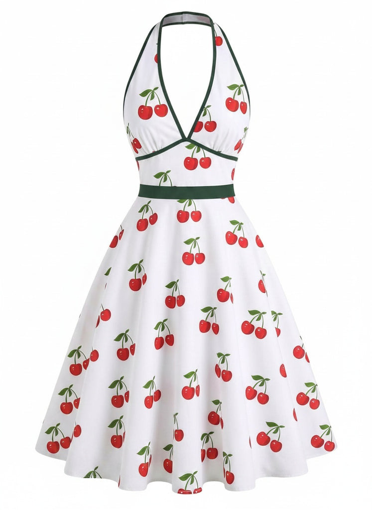 Robe rose poudré à fleurs col en V années 50