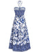 Robe Boho Bleue Halter à Nœud Imprimé Porcelaine Années '70 3