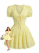 Mini Robe Jaune en Coton Manches Bouffantes Années 1960