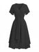 Robe Solid Col V à Volants Sleeve en Mousseline Asymmetrical Années 1950 6