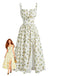 Robe Col V Imprimé Citron Fendue Taille Haute Années 1950