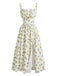 Robe Col V Imprimé Citron Fendue Taille Haute Années 1950 2