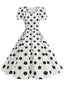 Robe Swing Manches Courtes À Pois Blanc Années 1950