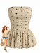 Top Bandeau À Pois Bas Boule Beige Années 50