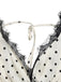 Robe à Pois Satin Dentelle Col V Beige Années 1930 8