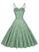 Robe Vichy Cerise Coton Bretelles Fines Verte Années 1950 6