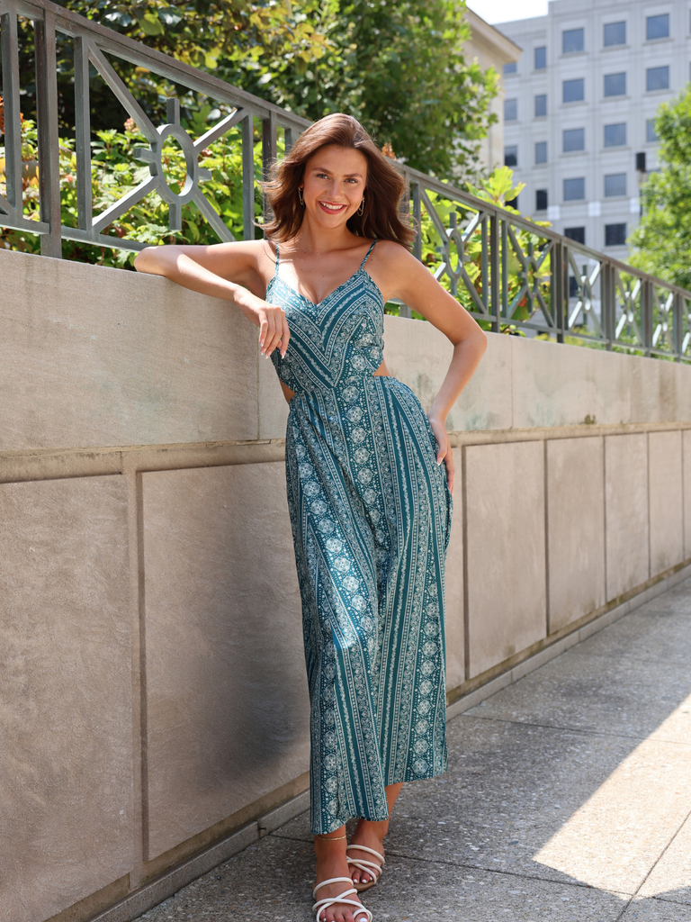 Robe longue noire bohème fines bretelles années 70