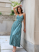 Robe longue noire bohème fines bretelles années 70