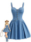 Robe Mini Corset à Bretelles Jean Bleue Années 80