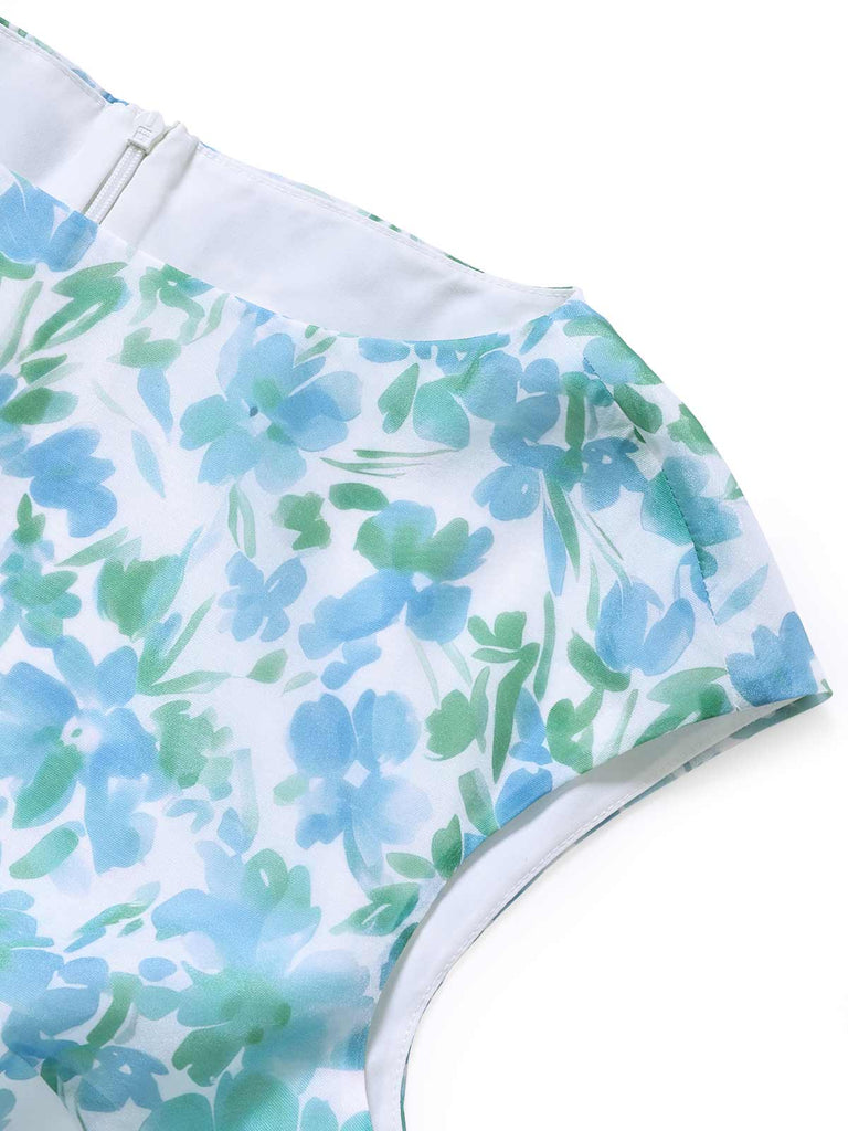 [Prévente] Robe Évasée Florale Col Bateau Ceinture à Nouer Années 1950 5