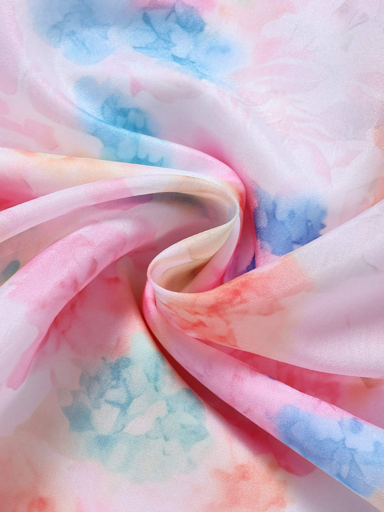 [Prévente] Robe Florale Aquarelle Dentelle Nœud Multicolore Années 1950 8