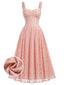 Robe Bretelles Spaghetti Col Cœur Dentelle Rose Années 1940