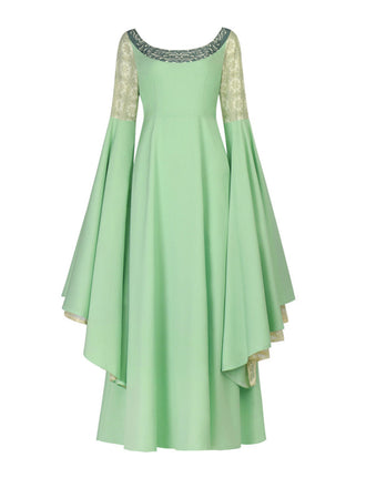 Robe Inspiration Elfe Princesse Brodée Cosplay Verte Années 1980