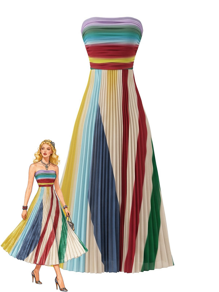 [Prévente] Robe longue bustier plissée marron années 1970