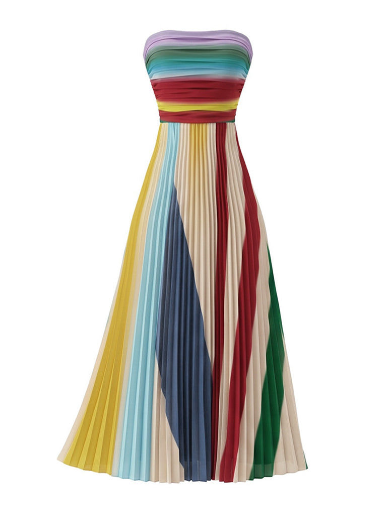 [Prévente] Robe longue bustier plissée marron années 1970