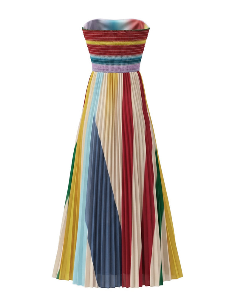 [Prévente] Robe longue bustier plissée marron années 1970