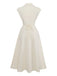 Robe Florale Manches Courtes Brodée Beige Années 1940 3