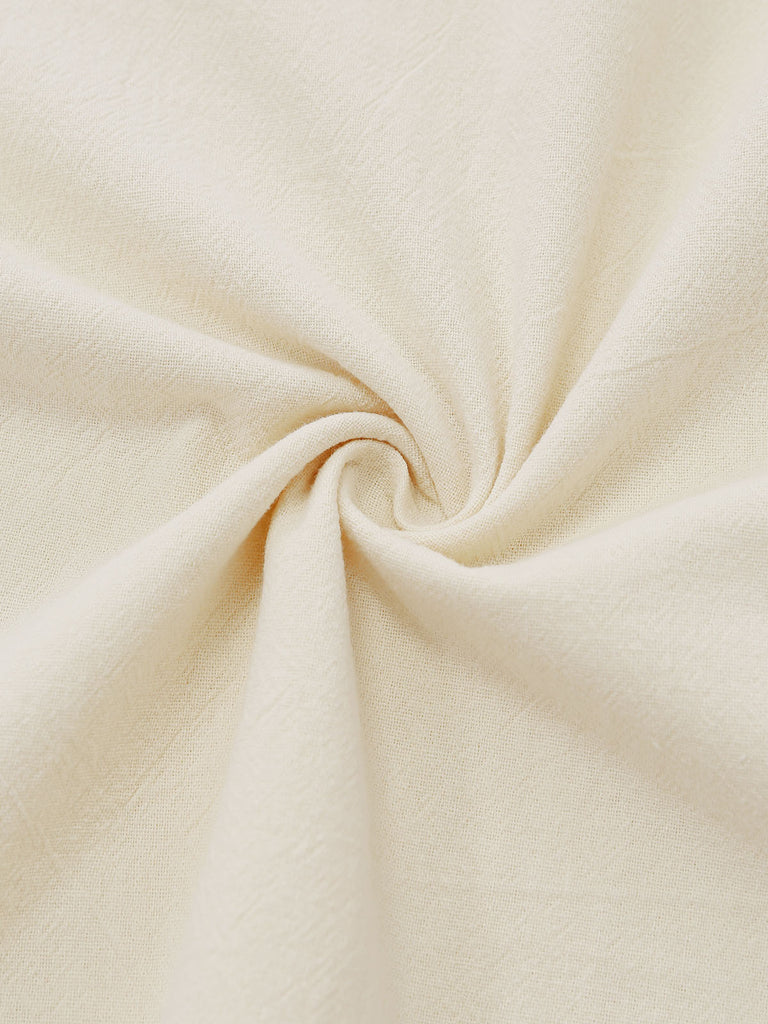 Robe Florale Manches Courtes Brodée Beige Années 1940 4