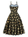 Robe Évasée Florale Sans Manches Bretelles Fines Années 1940 8