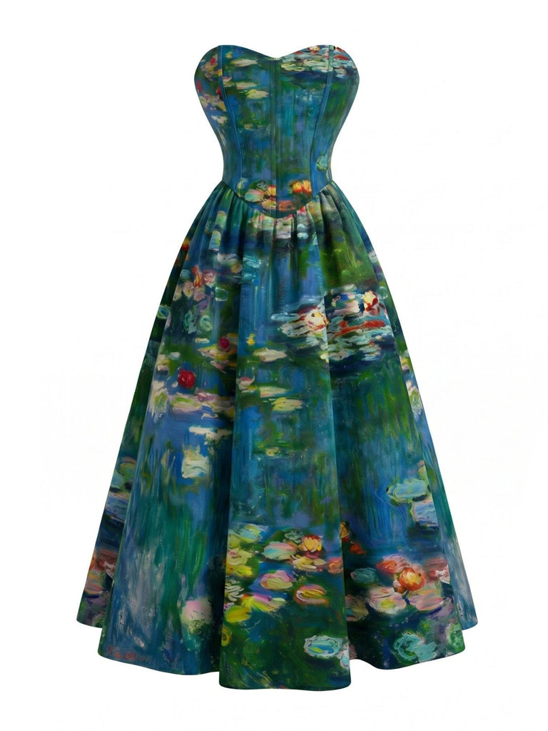 [Prévente] Robe Nénuphar Col Cœur Bustier Bleue Années 1950 2