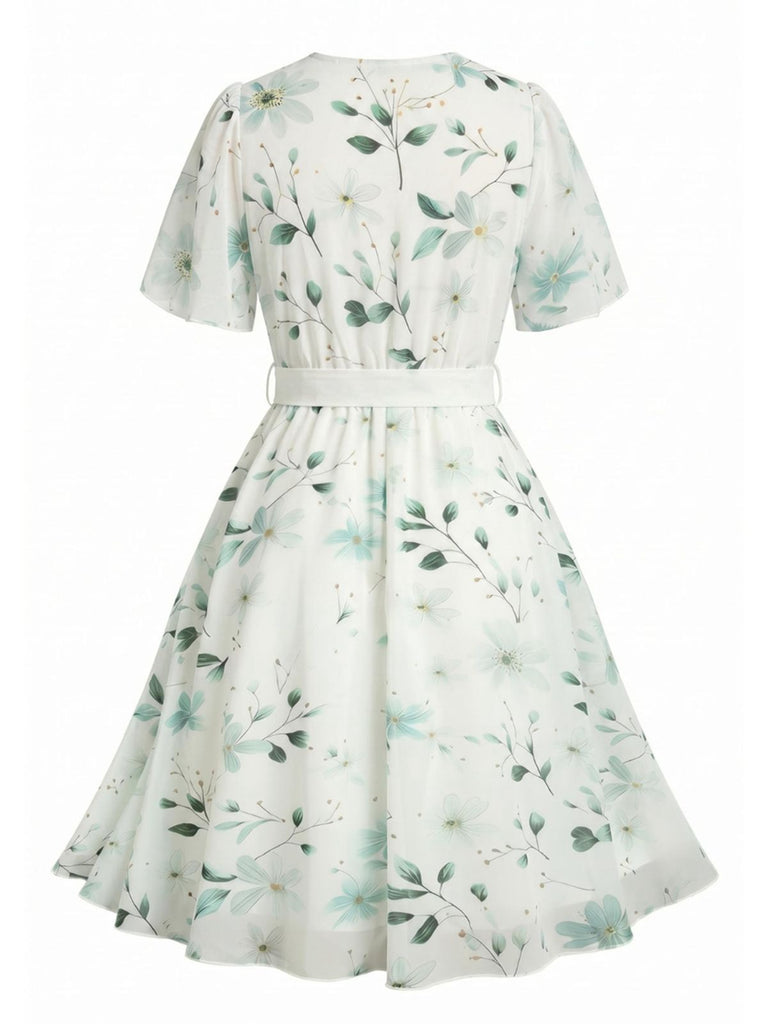 [Grande Taille] Robe Floral Col V Mousseline Années 1950
