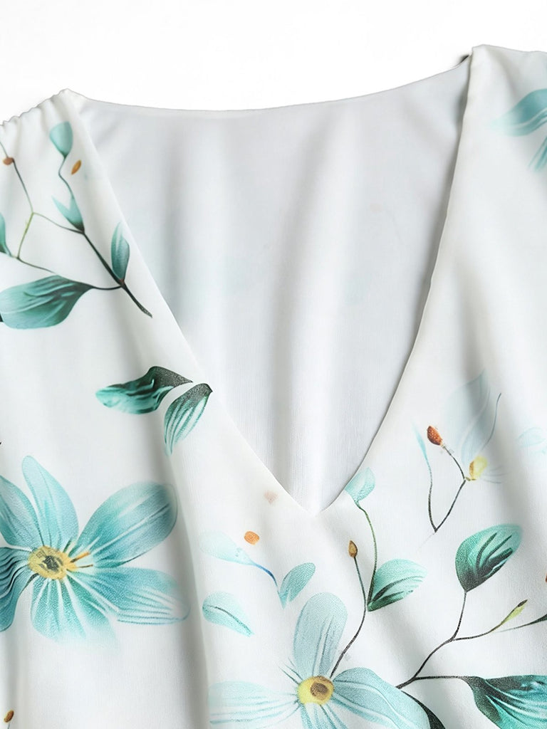 [Grande Taille] Robe Floral Col V Mousseline Années 1950