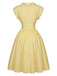 Robe Jaune Clair Rayé Volant Ceinture Années 1950