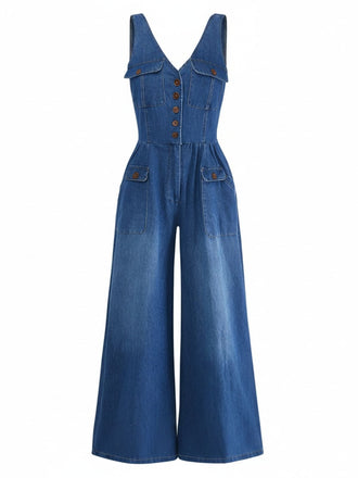 Combinaison Col V Denim Straight Leg Années 1960 4