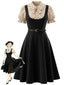 [Prévente] Robe noire à pois col Claudine et ceinture Années 1940