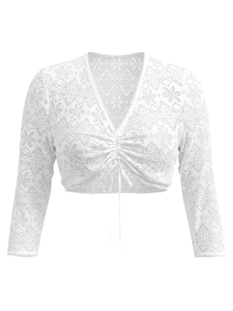 Robe en Velours à Col Cœur et Tablier et Top en Dentelle Rose Années 1950