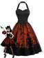 Robe noire en tulle pour Halloween encolure cœur et tour de cou années 50