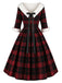 [Prévente] Robe rouge et noire à carreaux écossais et col Chelsea Années 1950 - 3