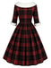 [Prévente] Robe rouge et noire à carreaux écossais et col Chelsea Années 1950 - 4