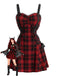 [Prévente] Robe d'Halloween carreaux rouges et noirs bretelles fines années 50