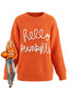 Pull en maille orange col rond et inscription années 40